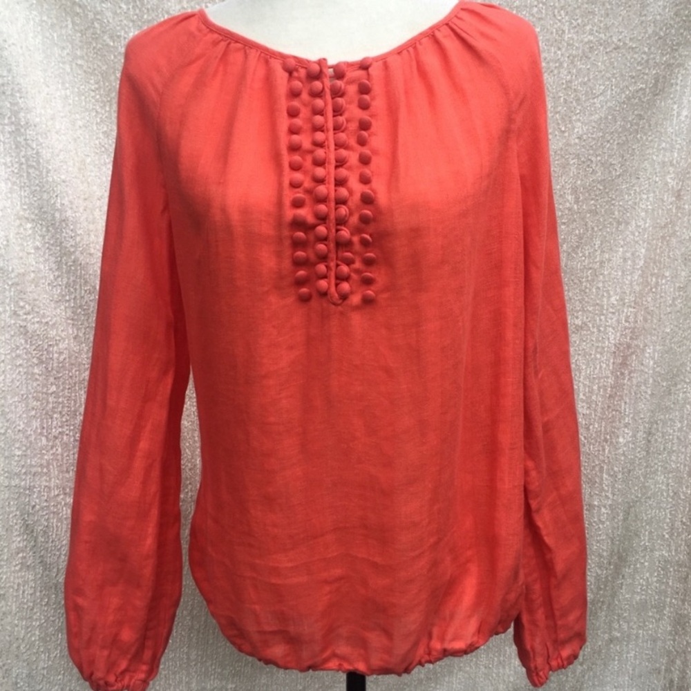 Tory Burch linen tangerine blouse